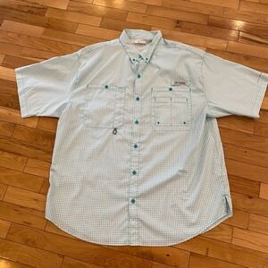 Columbia Men's Plaid Short Sleeve Button Up Fishing Shirt XL PFG